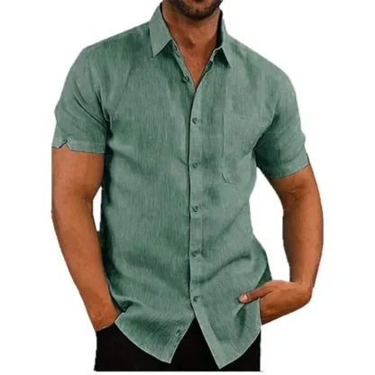 Men's Button-up Solid Color Shirts - Image 4