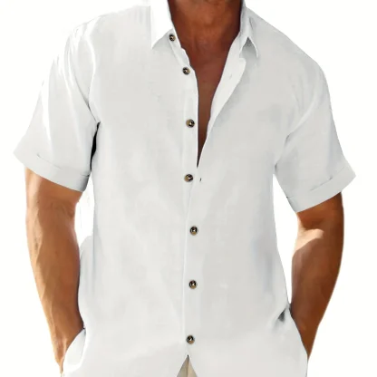 Button-up Polo Solid Color Shirts