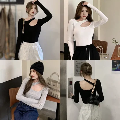 Asymmetrical Solid Color Shirts - Image 7