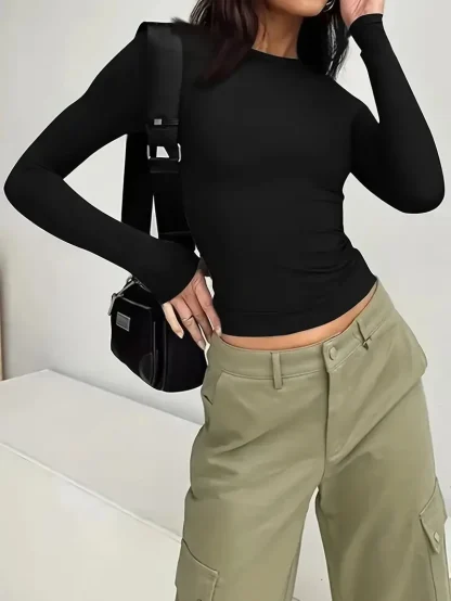 Fitted Long Sleeve Solid Color Shirts - Image 5