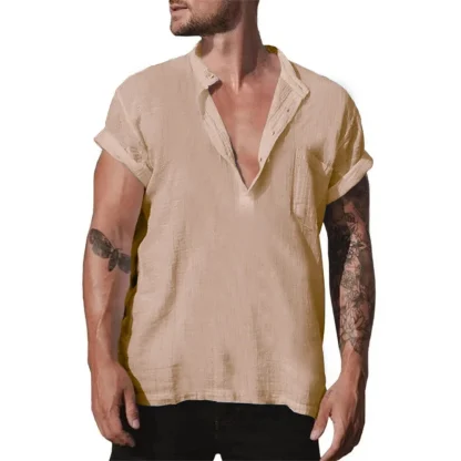 Casual V-neck Solid Color Shirts - Image 5