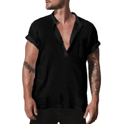 Casual V-neck Solid Color Shirts