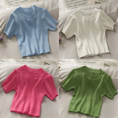 Knitted Casual Solid Color Shirts - Image 7
