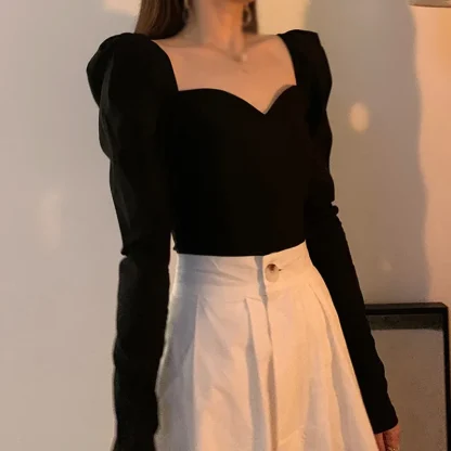 Chic Long Sleeve Solid Color Shirt - Image 4