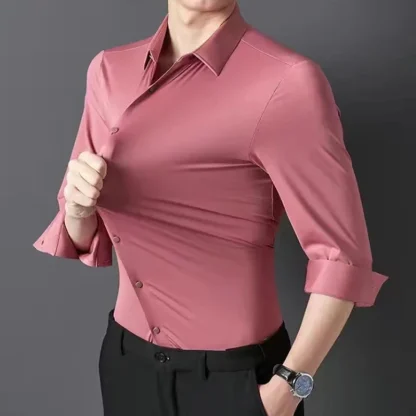 Seamless Elastic Solid Color Shirts - Image 3