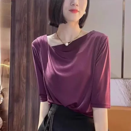 Elegant Soft Solid Color Shirt - Image 2