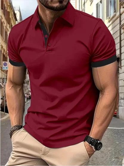 Short Sleeve Polo Solid Color Shirts - Image 6