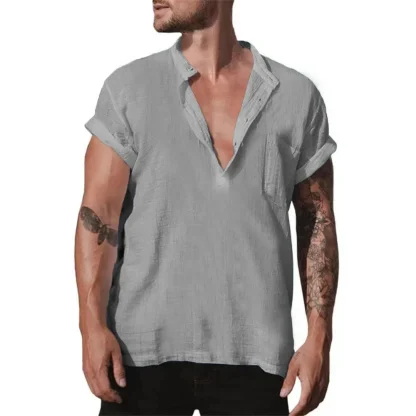 Casual V-neck Solid Color Shirts - Image 4