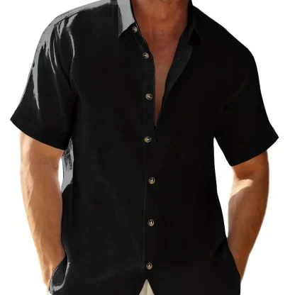 Button-up Polo Solid Color Shirts - Image 6