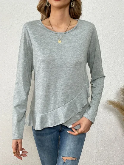 Casual Long Sleeve Solid Color Shirt - Image 5