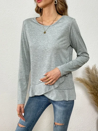 Casual Long Sleeve Solid Color Shirt - Image 6