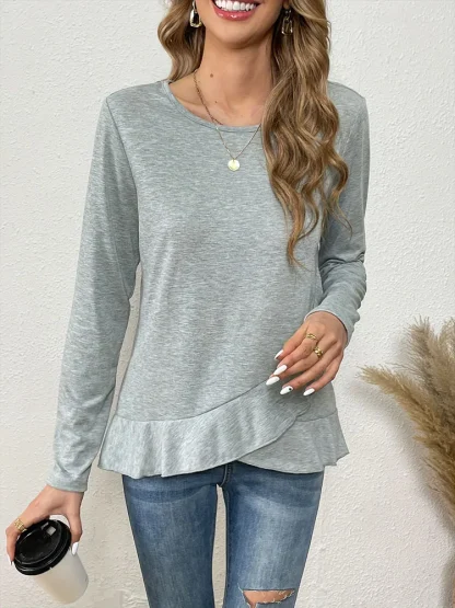 Casual Long Sleeve Solid Color Shirt - Image 3
