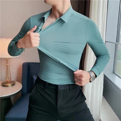 Seamless Elastic Solid Color Shirts