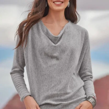 Cowl Neck Solid Color Shirts - Image 3