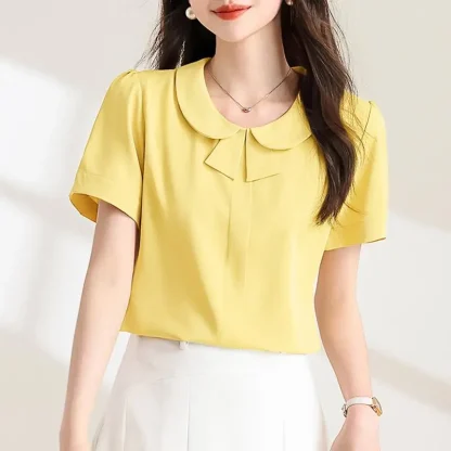 Elegant Collar Solid Color Shirts - Image 3