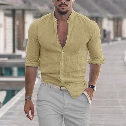 Button Down Polo Solid Color Shirt - Image 4