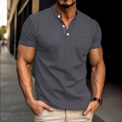 Pocket Polo Solid Color Shirts - Image 2