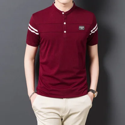 Short Sleeve Polo Solid Color Shirt - Image 5