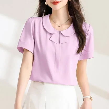 Elegant Collar Solid Color Shirts - Image 5