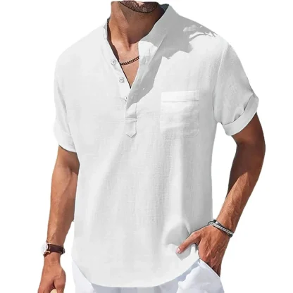 Men's Casual Pocket Solid Color Shirt - Image 4