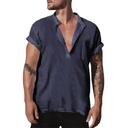 Casual V-neck Solid Color Shirts - Image 2