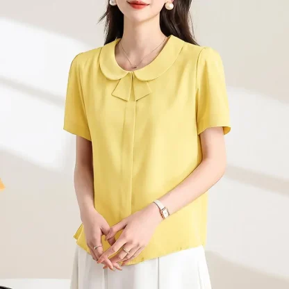 Elegant Collar Solid Color Shirts - Image 4