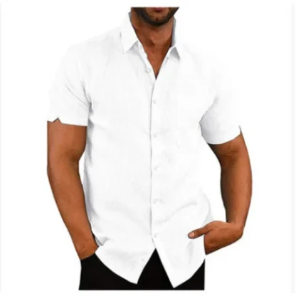 Men's Button-up Solid Color Shirts - Image 2