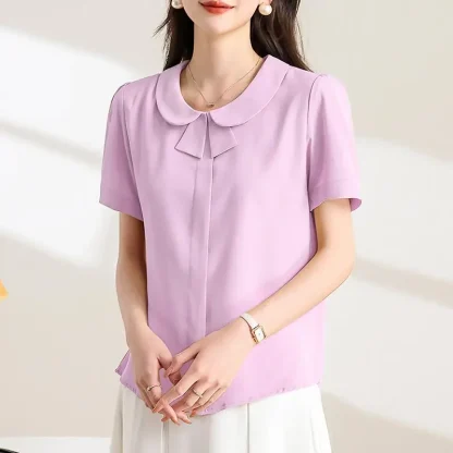 Elegant Collar Solid Color Shirts - Image 6