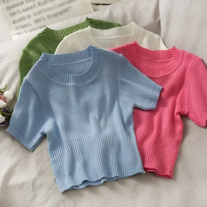 Knitted Casual Solid Color Shirts - Image 6