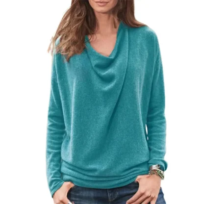 Cowl Neck Solid Color Shirts