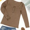 Knitted Long Sleeve Solid Color Shirt - Image 3
