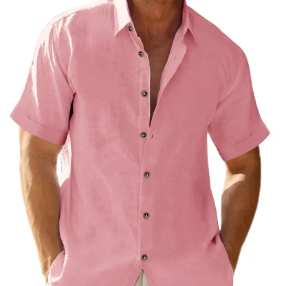 Button-up Polo Solid Color Shirts - Image 4