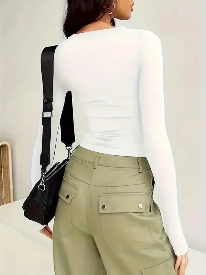 Fitted Long Sleeve Solid Color Shirts - Image 7