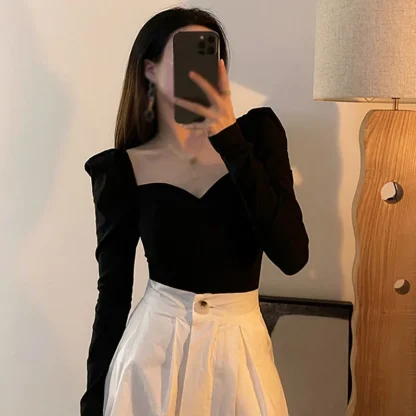 Chic Long Sleeve Solid Color Shirt - Image 6