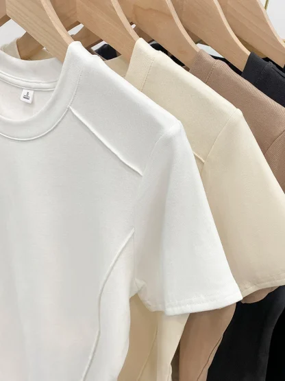 Round Neck Solid Color Shirts - Image 7
