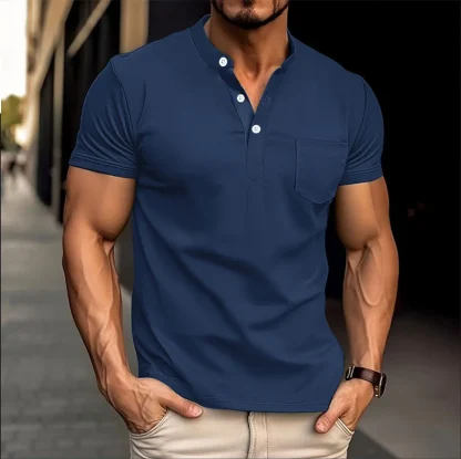 Pocket Polo Solid Color Shirts - Image 5