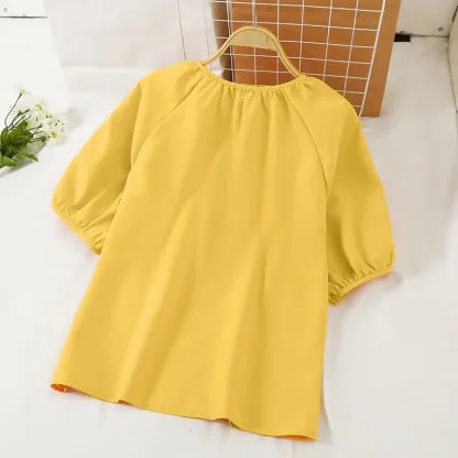 Pleated Tunic Solid Color Shirts - Image 5