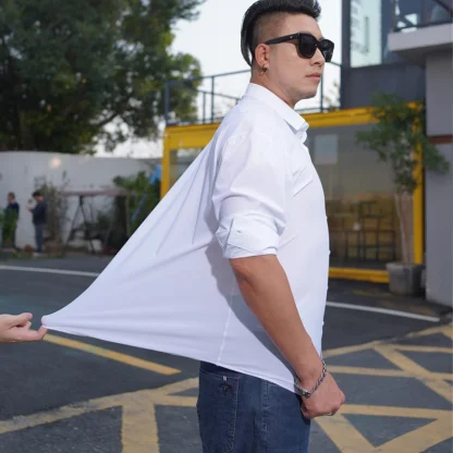 Seamless Elastic Solid Color Shirts - Image 5