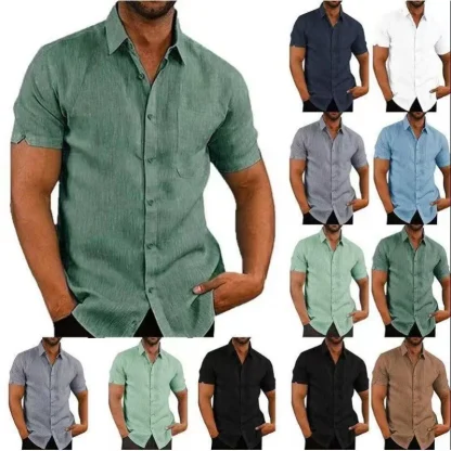 Men's Button-up Solid Color Shirts - Image 7
