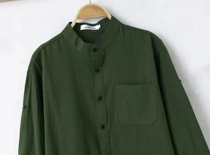 Men's Button Down Solid Color Shirt - Image 5