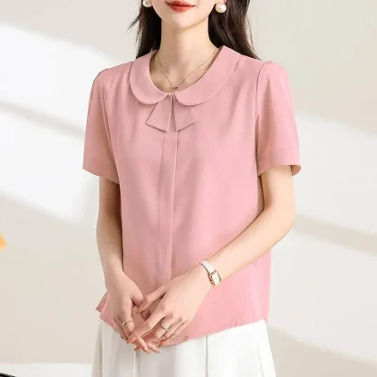 Elegant Collar Solid Color Shirts - Image 2