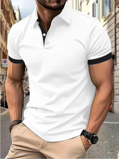 Short Sleeve Polo Solid Color Shirts - Image 5