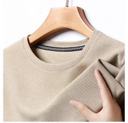 Knitted Round Neck Solid Color Shirts - Image 5