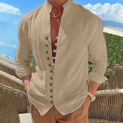 Loop Button Solid Color Shirts - Image 4