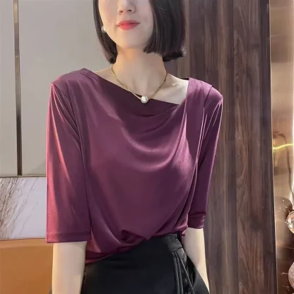 Elegant Soft Solid Color Shirt - Image 3