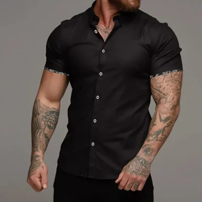 Button Down Men's Solid Color Shirt - Image 2