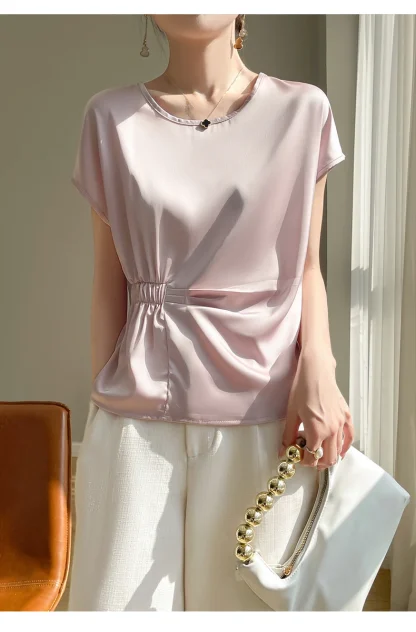 Ruched Decor Solid Color Shirts - Image 2