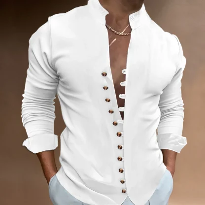 Loop Button Solid Color Shirts