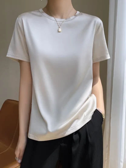 Casual O-neck Solid Color Shirts
