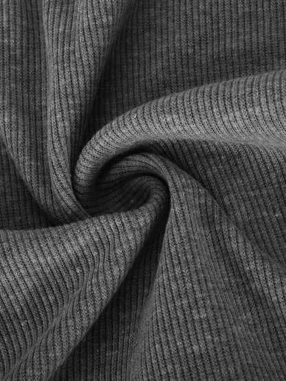 Knitted Cutout V-neck Solid Color Shirt - Image 5
